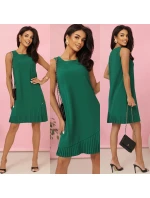 308-4 KARINE elegantné trapézové šaty s asymetrickými pásmi - ZELENÉ 308-4 KARINE elegantné trapézové šaty s asymetrickými pásmi - ZELENÉ
