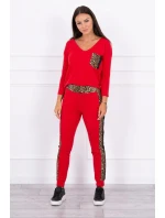 Sada s leopardím potlačou červená