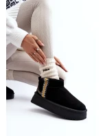 Śniegowce Na Platformie Ze Wzorem Czarne Udra