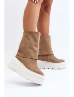 Zazoo 3410 Zamszowe Damskie Botki Na Masywnej Platformie Beżowe Zazoo 3410 Zamszowe Damskie Botki Na Masywnej Platformie Beżowe