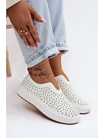 Otevřené Slip-On Boty Na Platformě Bílé Glamma