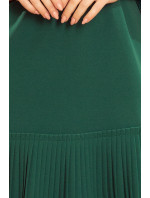 Pohodlné dámske plisované šaty v fľaškovo zelenej farbe model 7393795