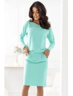 Mikinové šaty s vreckami 189-12 mint - Numoco