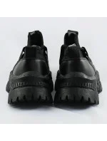 Čierne šnurovacie sneakersy na platforme (RA5)