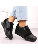 Čierne dámske kožené tenisky na podpätku Sergio Leone PB236-S