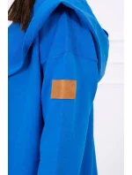 Dlhý kabát s kapucňou nevädzovo modrý