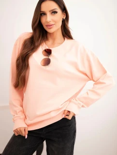 Dámska mikina z elastického bavlneného materiálu s okrúhlym výstrihom biela