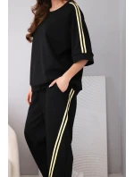 Dámska súprava z maslovej viskózy s mikinou a nohavicami s tienidlami čierna