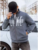 Pánska tmavosivá mikina na zips s kapucňou s potlačou FashionStreet BX5409 Pánska tmavosivá mikina na zips s kapucňou s potlačou FashionStreet BX5409