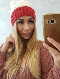 Fleecová čiapka Bibiana K264 burgundy+ecru