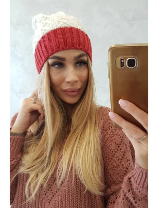 Fleecová čiapka Bibiana K264 burgundy+ecru