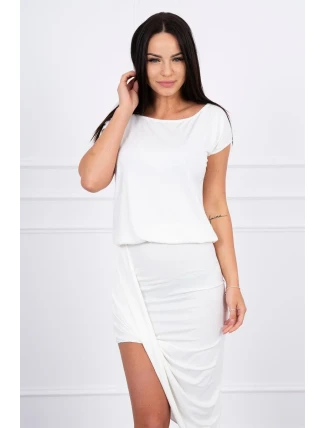 Asymetrické šaty vo farbe ecru