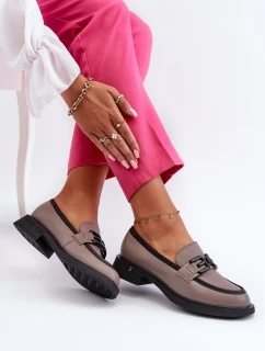 Eleganckie Skórzane Mokasyny Damskie Ciemnobeżowe Triana