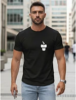 Pánske bavlnené tričko s minimalistickou potlačou čierne FashionStreet NX5090R Pánske bavlnené tričko s minimalistickou potlačou čierne FashionStreet NX5090R