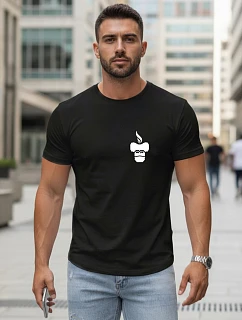 Pánske bavlnené tričko s minimalistickou potlačou čierne FashionStreet NX5090R