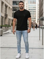 Pánske bavlnené tričko s minimalistickým potlačou, čierne, FashionStreet NX0137R Pánske bavlnené tričko s minimalistickým potlačou, čierne, FashionStreet NX0137R