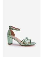 Sandały Na Słupku Z Paseczkami Zielone Enitia