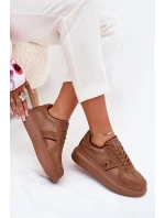 Skórzane Damskie Sneakersy Na Platformie Daniel Lopez Just Dare SS2D4005 Brązowe