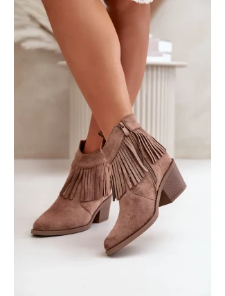 Dámske členkové kovbojské topánky na zips Eco Suede Brown S.Barski Dámske členkové kovbojské topánky na zips Eco Suede Brown S.Barski