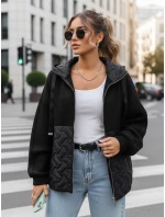 Dámska prechodná bunda oversize s kapucňou čierna FashionStreet TY5594