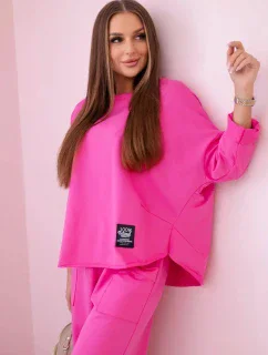 Bavlnená mikina nohavice set ružová