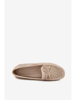Mokasyny Damskie Z Ażurowym Wzorem I Wiązaniem Beżowe Mirisa