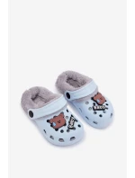 Pěnové dětské žabky s kožešinkou s přezkami Modré Cerelle