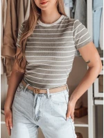 LINESS sivé pruhované dámske základné tričko FashionStreet RY2821 LINESS sivé pruhované dámske základné tričko FashionStreet RY2821