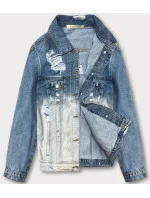 Svetlomodrá dámska džínsová bunda typu "ombre" (LG396)