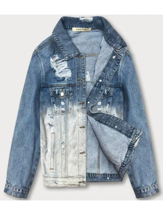 Svetlomodrá dámska džínsová bunda typu "ombre" (LG396)