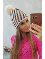 Dámska čiapka s brmbolcom Hanna K328 ecru