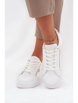 Damskie Sneakersy Z Eko Skóry Big Star SS274026 Biało-Złote