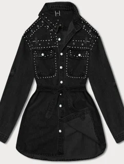 Čierna dámska džínsová oversize bunda (M6958)