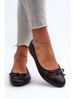 Baleriny Eko Skórzane Z Kokardką Czarne Sandelal