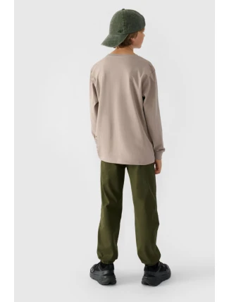 Chłopięce Spodnie Joggery Casual Gładkie 4F 4FJWMM00TTROM0812-43S Khaki