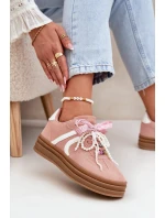 Sneakersy Damskie Na Platformie Z Ozdobami Różowe Vinness