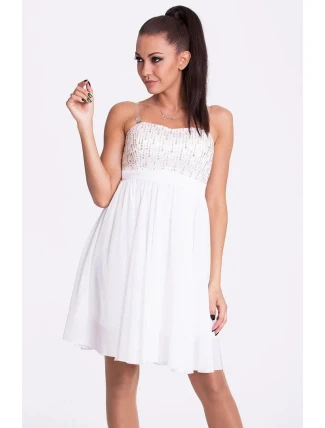 EVA & LOLA dámske značkové šaty s rozšírenou sukňou biele - Biela / L - EVA & LOLA