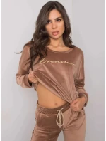 Dámska dvojdielna velúrová súprava 7206.26X hnedá - RUE PARIS