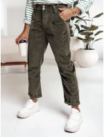Dámske manšestrové nohavice tmavozelené FashionStreet UY2231