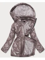 Dámska bunda vo farbe cappucino s ozdobnou podšívkou (BH2182) Dámska bunda vo farbe cappucino s ozdobnou podšívkou (BH2182)