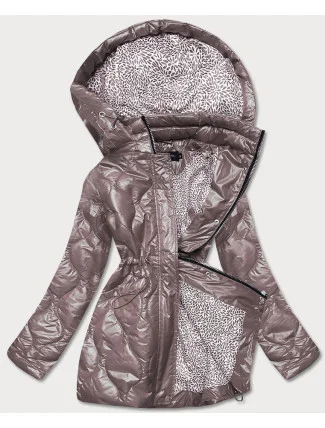 Dámska bunda vo farbe cappucino s ozdobnou podšívkou (BH2182) Dámska bunda vo farbe cappucino s ozdobnou podšívkou (BH2182)