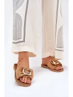 Płaskie Klapki Damskie Z Ozdobnym Detalem Camel Nellodra