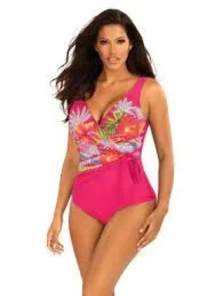 Dámske jednodielne plavky BALI 12 S1069 ružová/vzor - Self
