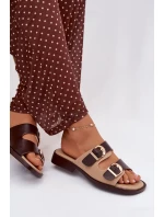 Dámské nazouváky se zlatými sponami béžovo-hnědé Danelle