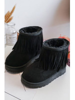 Zateplené detské snežnice s ozdobnými strapcami, Black Nimia