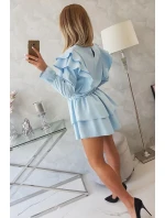 Šaty so zvislými volánmi modré