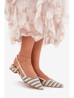 Baleriny Damskie Ze Szpiczastymi Noskami Na Delikatnym Obcasie Beżowe Abroes