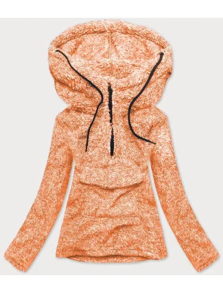 Oranžová melanžová plyšová dámska mikina (HH008-48)