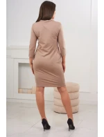 Šaty viazané pri krku tmavo béžová