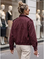 Dámska semišová bunda typu bomber v bordovej farbe FashionStreet TY6066 Dámska semišová bunda typu bomber v bordovej farbe FashionStreet TY6066